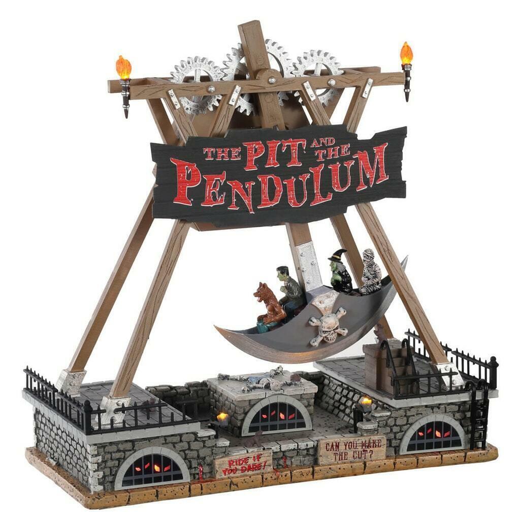 Lemax Spooky Town THE PIT AND THE PENDULUM #04704 NRFB Carnival Sights & Sounds*