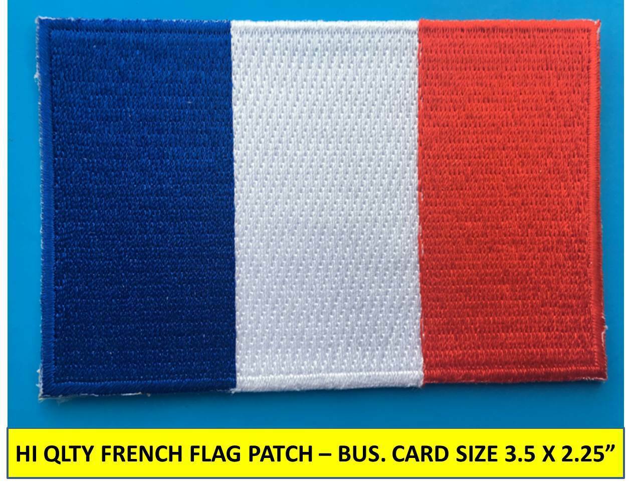 FRENCH FRANCE FLAG PATCH IRON-ON SEW-ON EMBROIDERED APPLIQUE (3½ x 2¼”)- HI QLTY