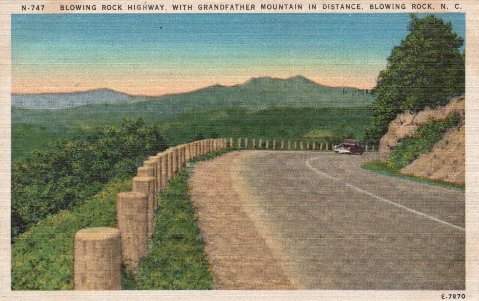 Postcard NC Blowing Rock Highway Grandfather Mountain 1950 Linen Vintage PC K448