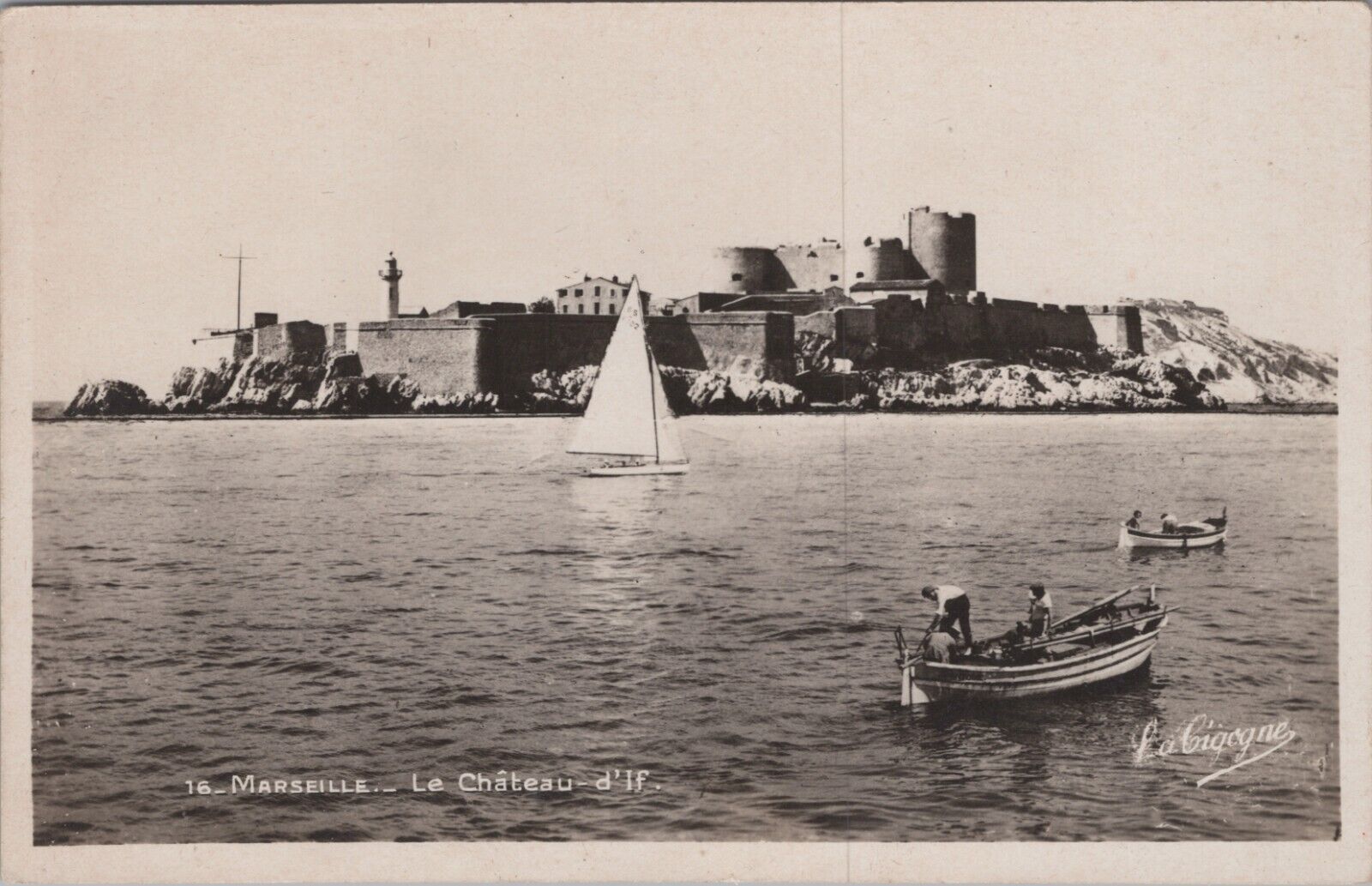 c1940s RPPC Marseille France Le Chateau-d'If & Boats Real Photo Postcard 5249.9