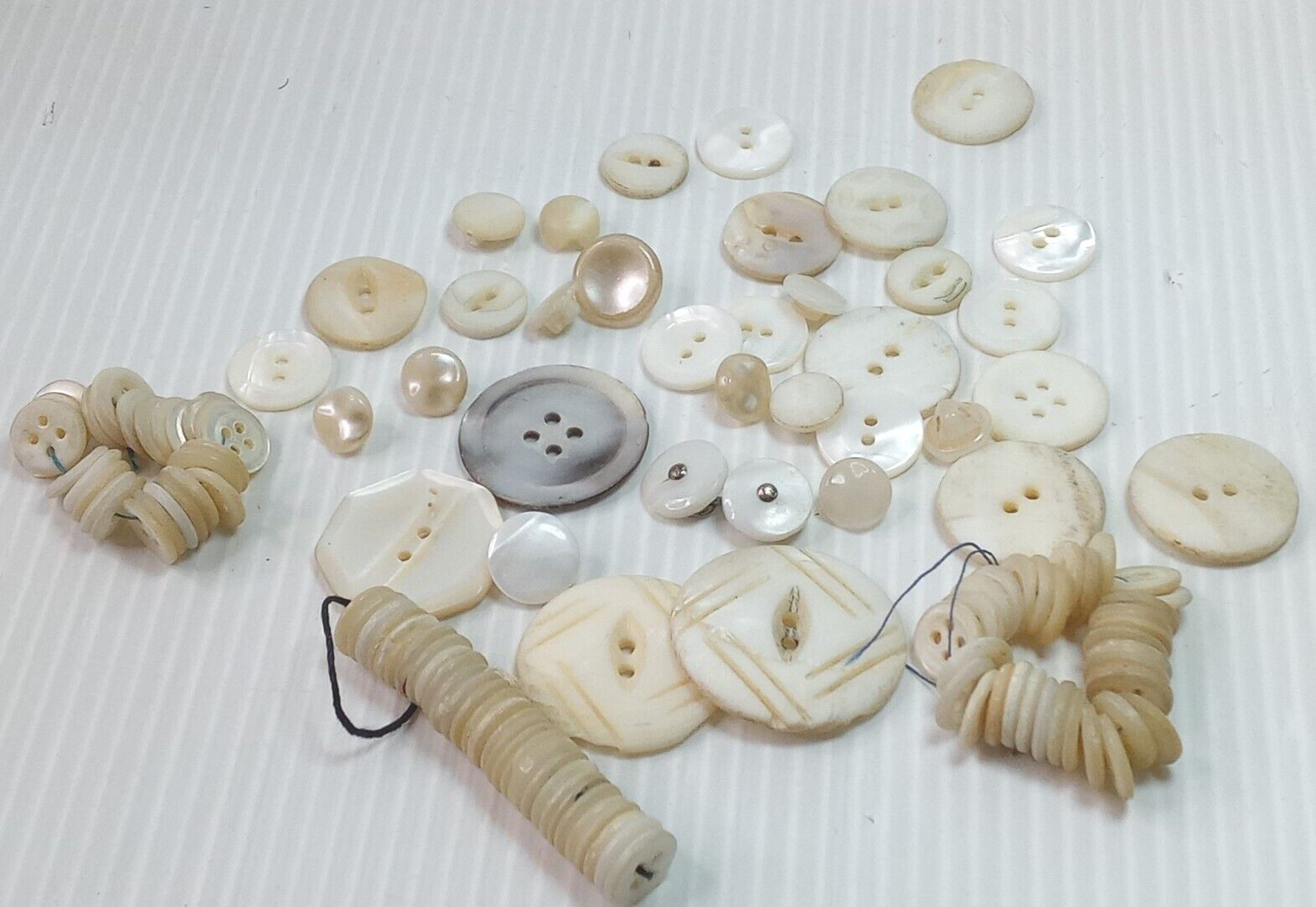 Vintage Antique Small Mother of Pearl 4 Hole Buttons 3/8 1/2 & Other\'s Lot