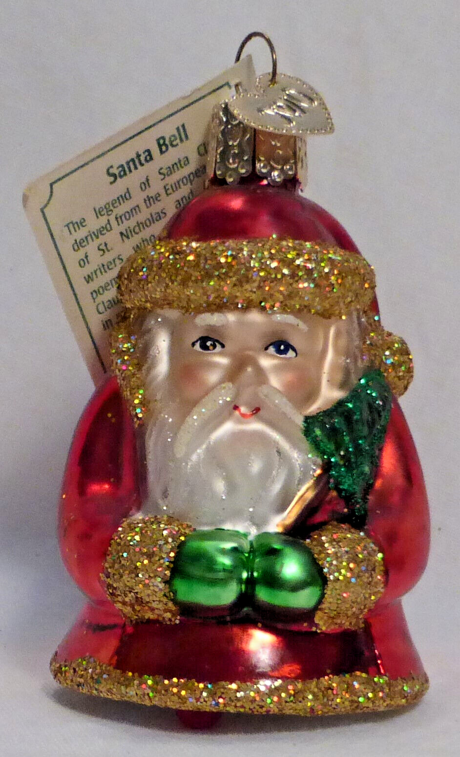 OWC Old World Christmas Blown Glass Santa Bell #40081 ringing in the season