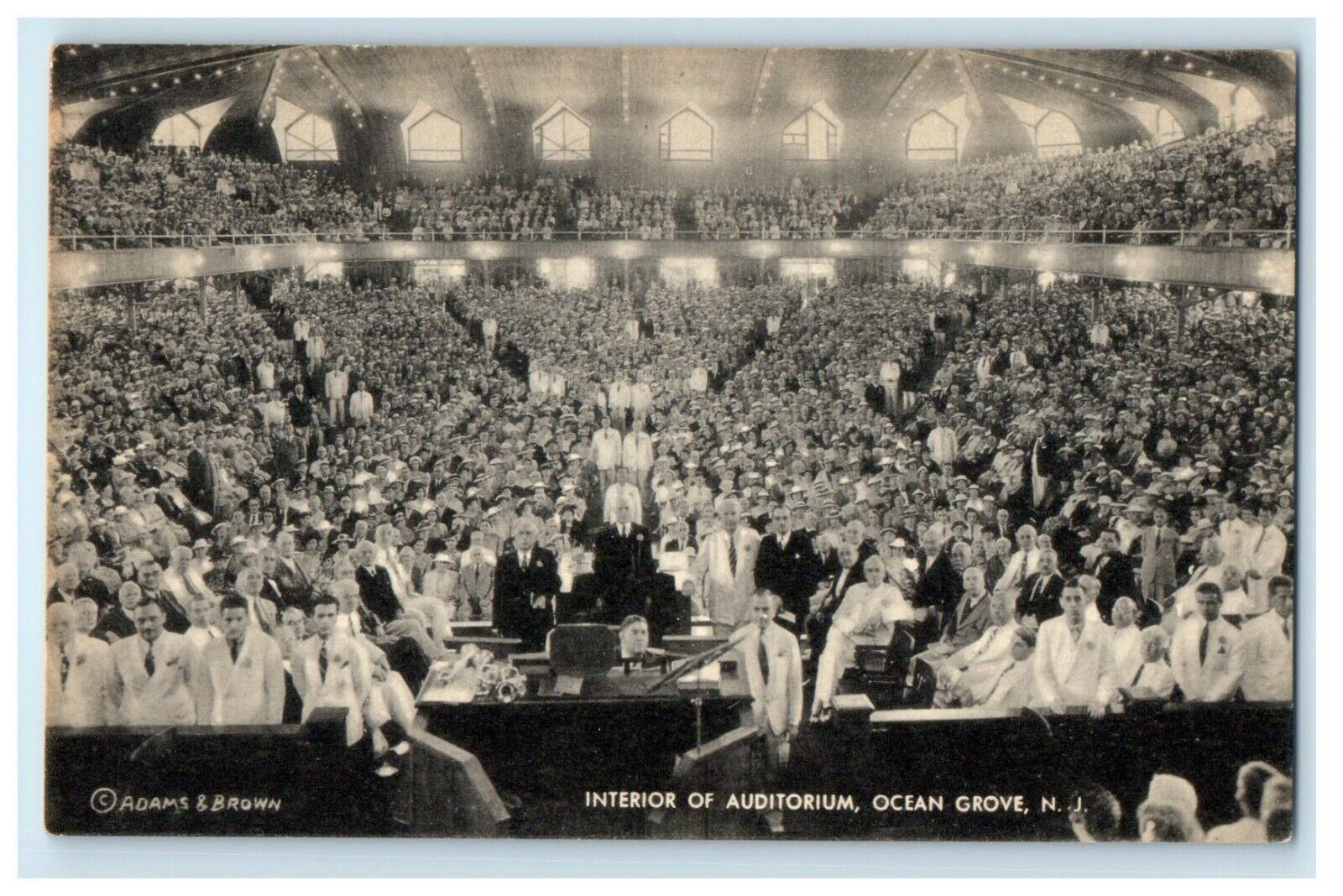 c1930's Interior Of Auditorium Ocean Grove New Jersey NJ Vintage Postcard