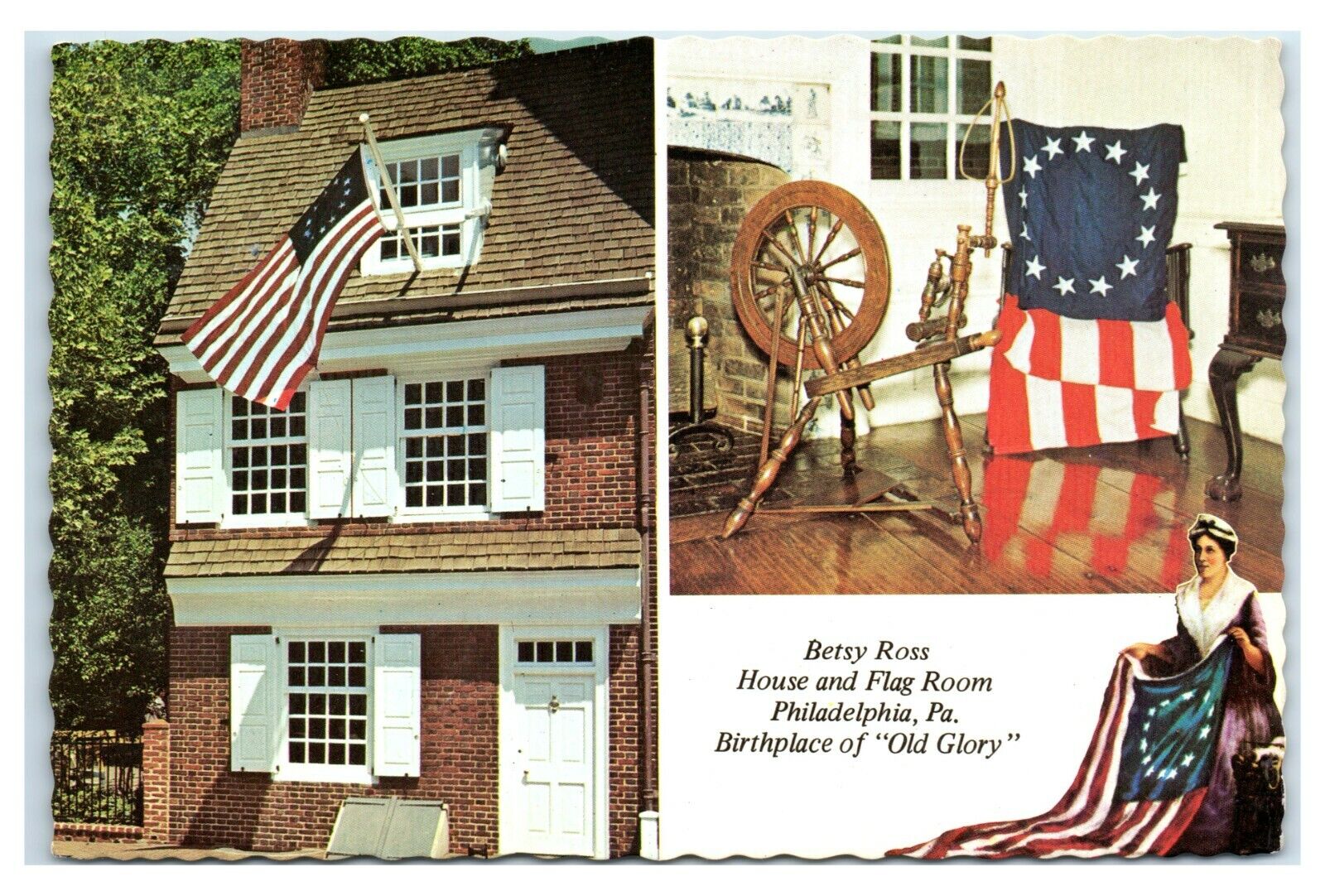 Postcard Betsy Ross House & Flag Room, Philadelphia PA chrome 1977 K73