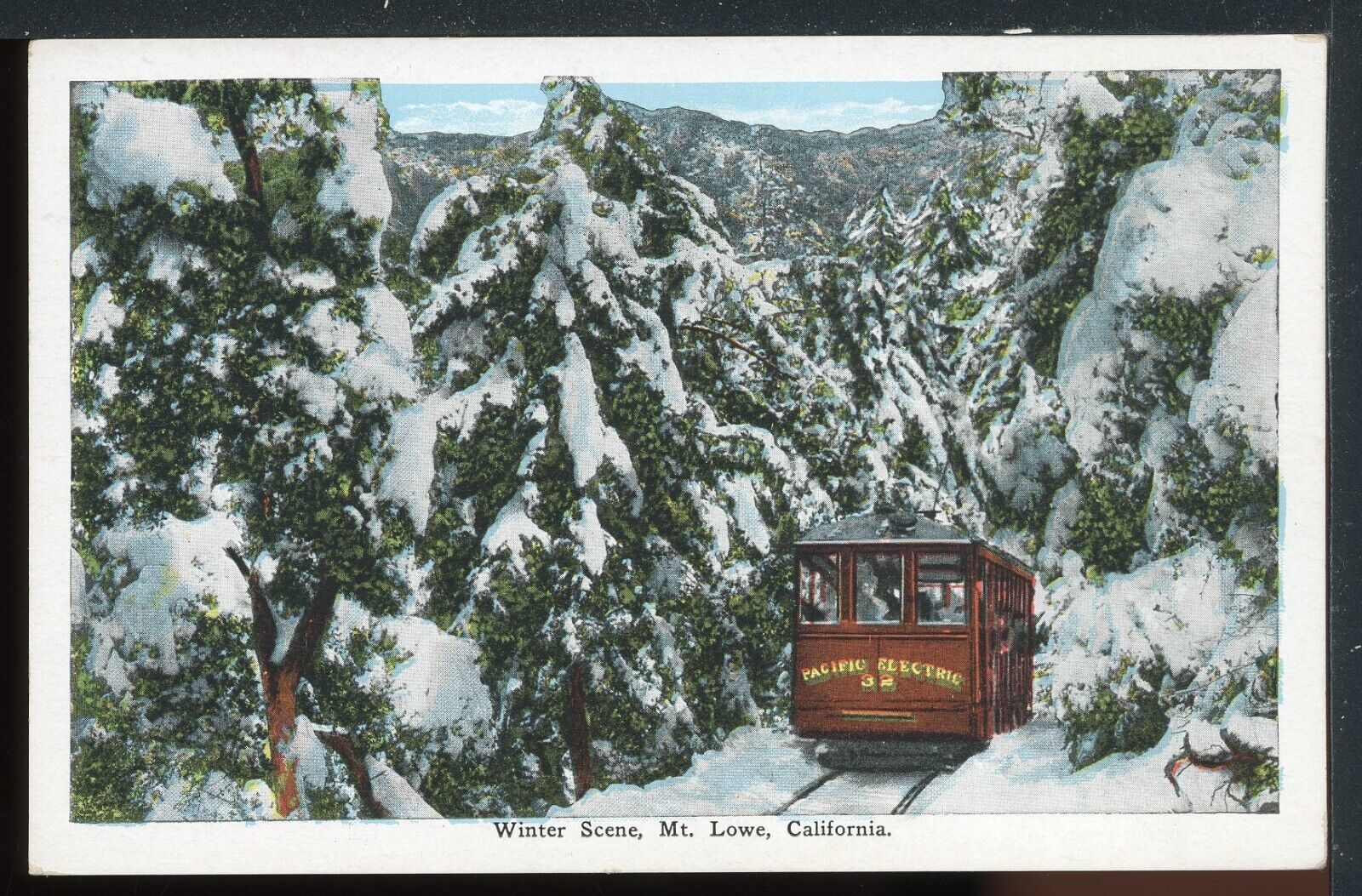 1920s Snow Scene Pacific Electric Railway Mt. Lowe CA Historic Vintage Postcard