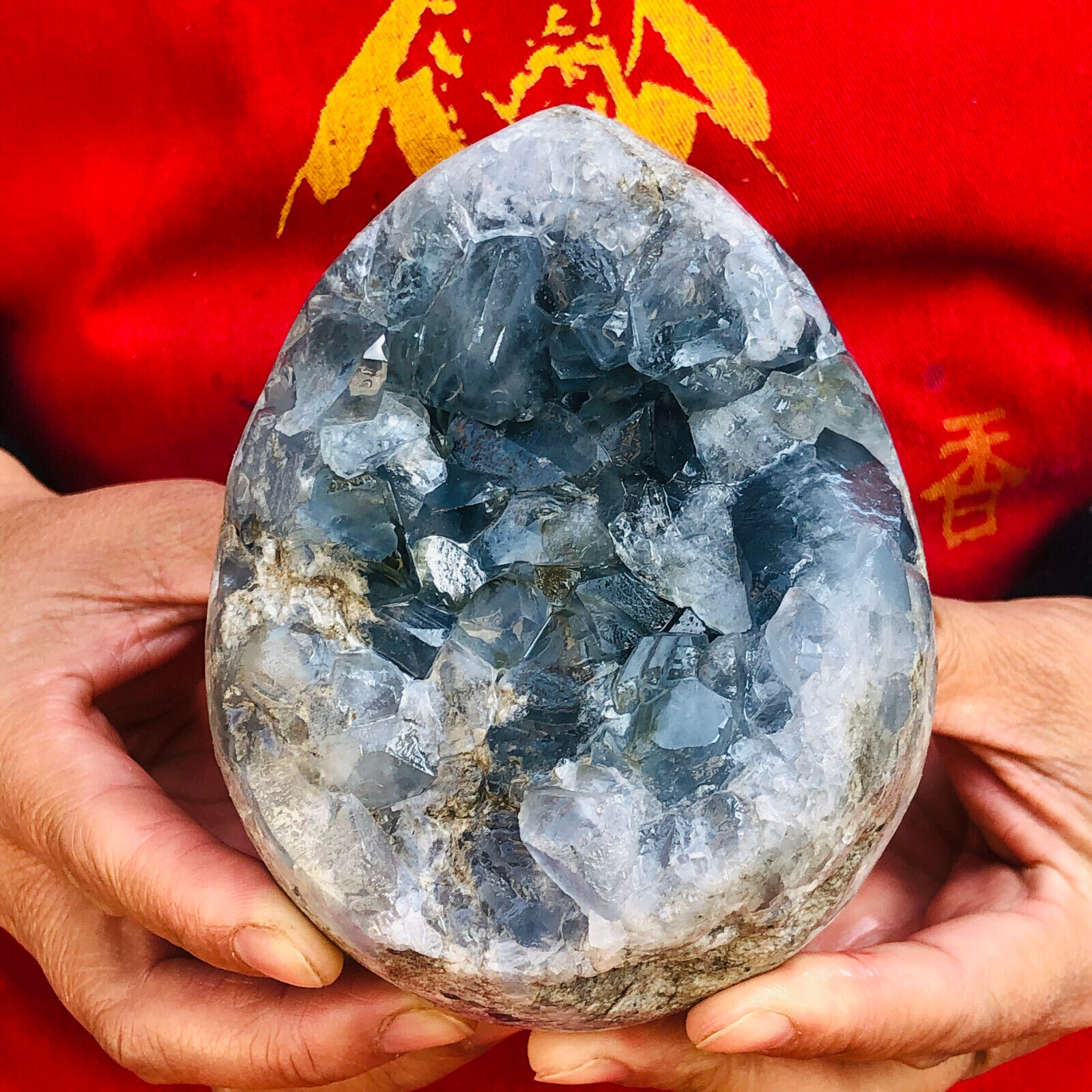 3.96LB Natural Blue Celestite Crystal Geode Cave Mineral Specimen Reiki Decor
