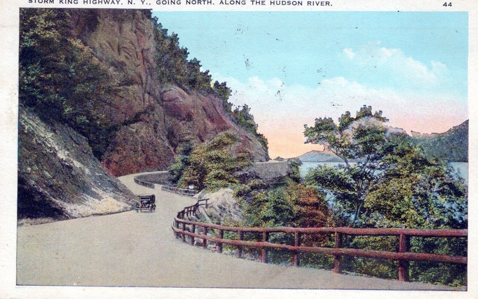 Storm King Highway New York Going North Along the Hudson River Car 1926 Postcard