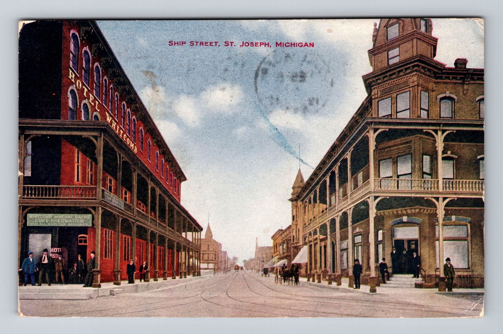 St Joseph MI-Michigan, Ship Street Hotel Whitcomb Antique Vintage c1912 Postcard