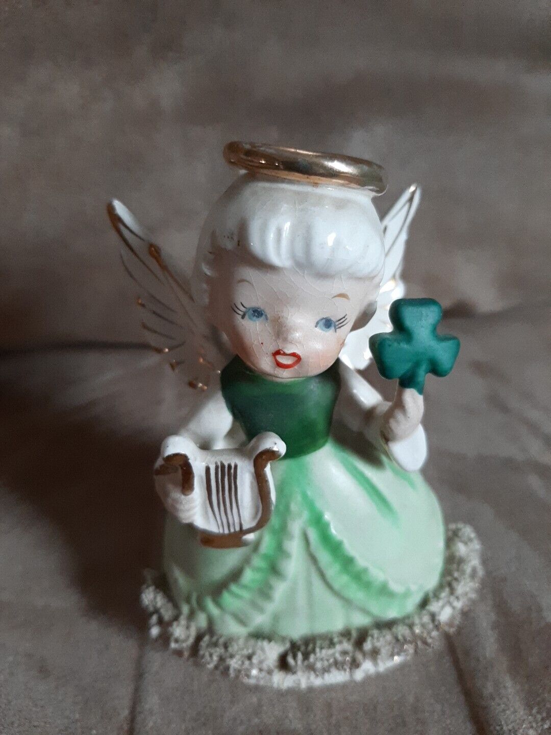 Vintage MARCH Angel Birthday Irish Shamrock St Patrick S R Japan Figurine