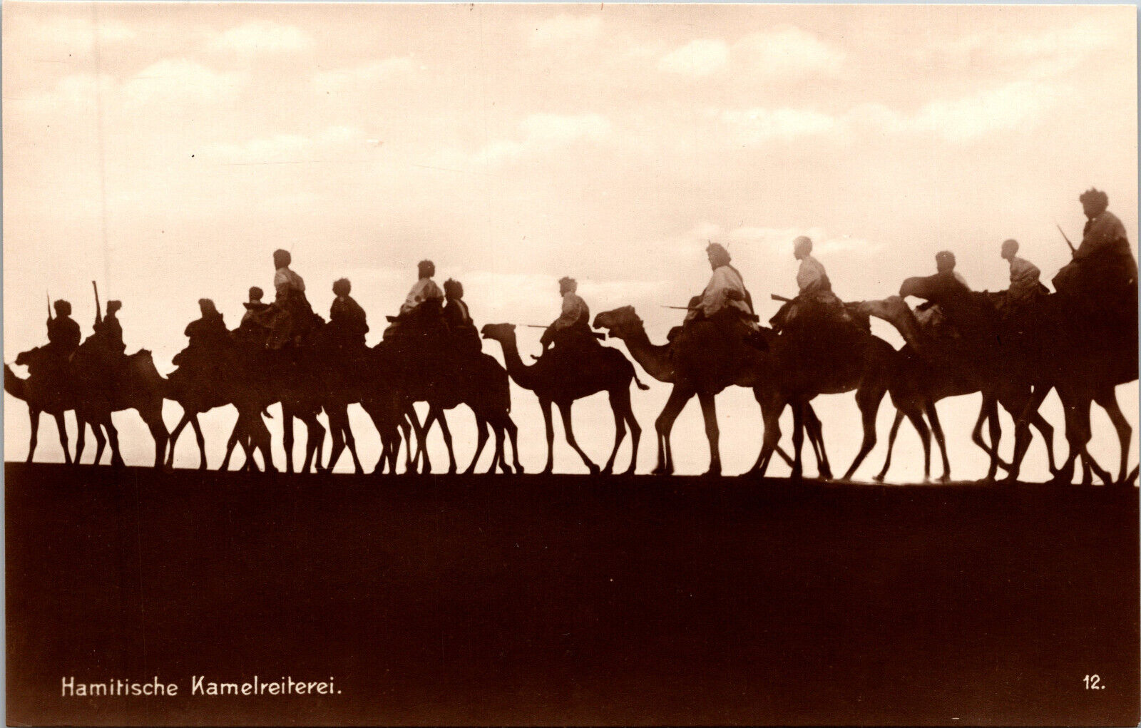 Hamitic Camel Caravan Tropical West Africa Trinks-Bildkarte Postcard RPPC