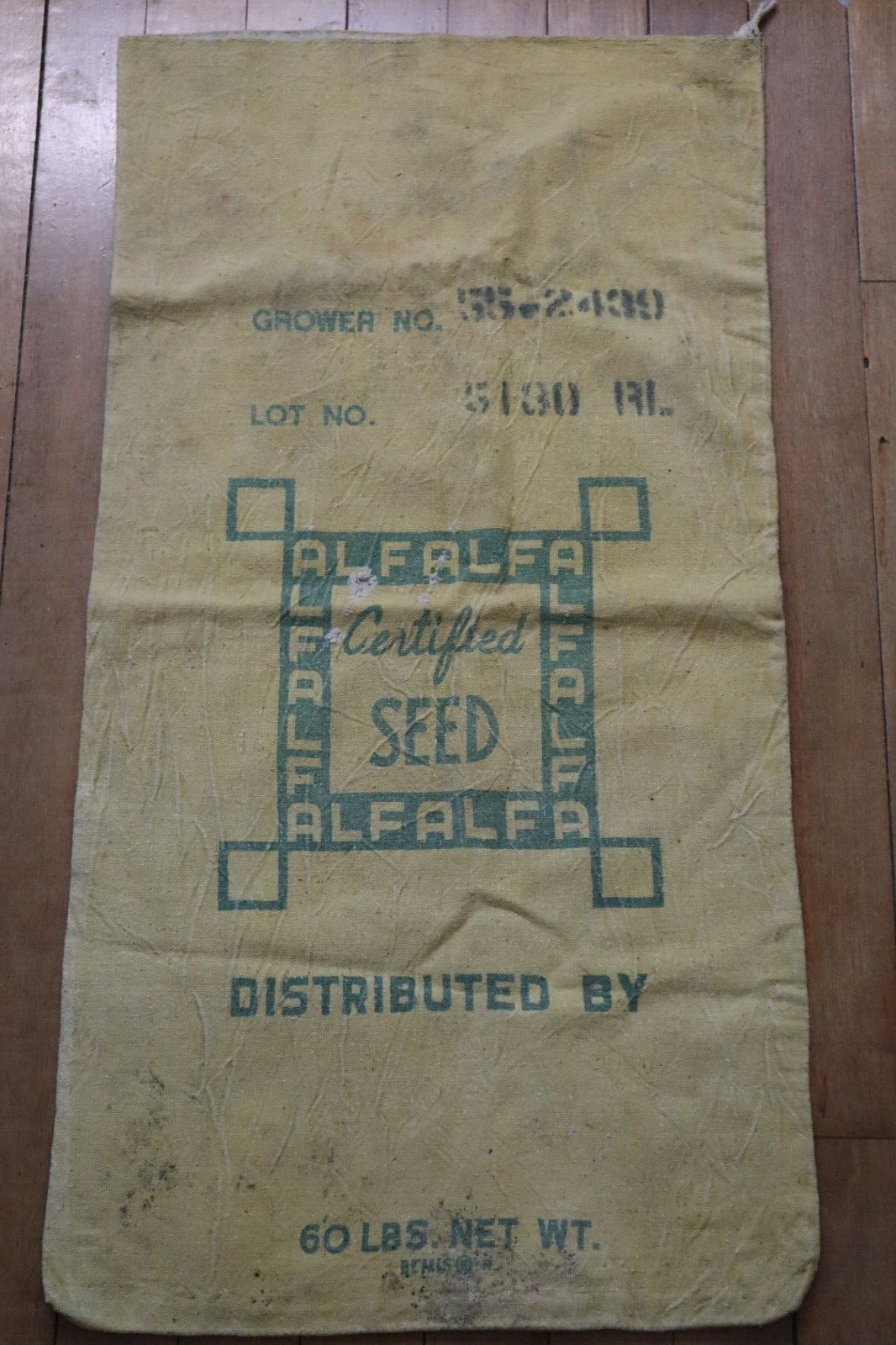 Vintage Alfalfa Certified Seed Cloth Sack 28x15\