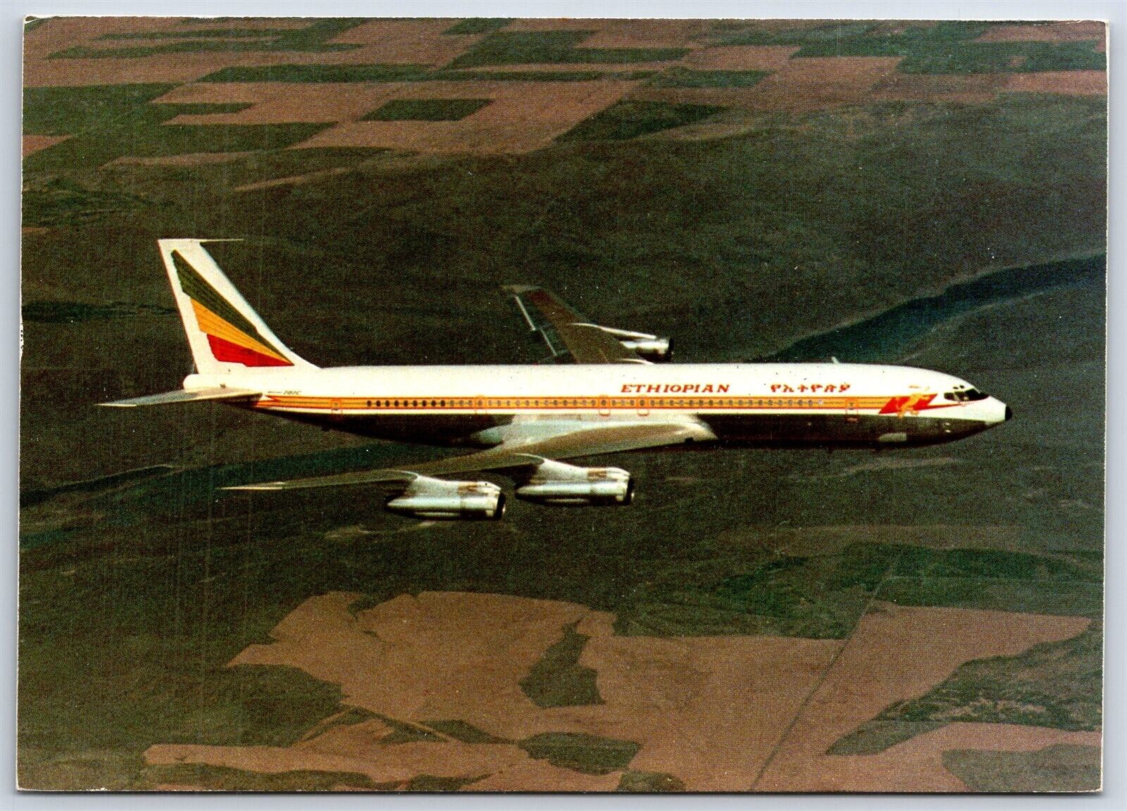 Airplane Postcard Ethiopian Airlines Boeing 707 In Flight DL1