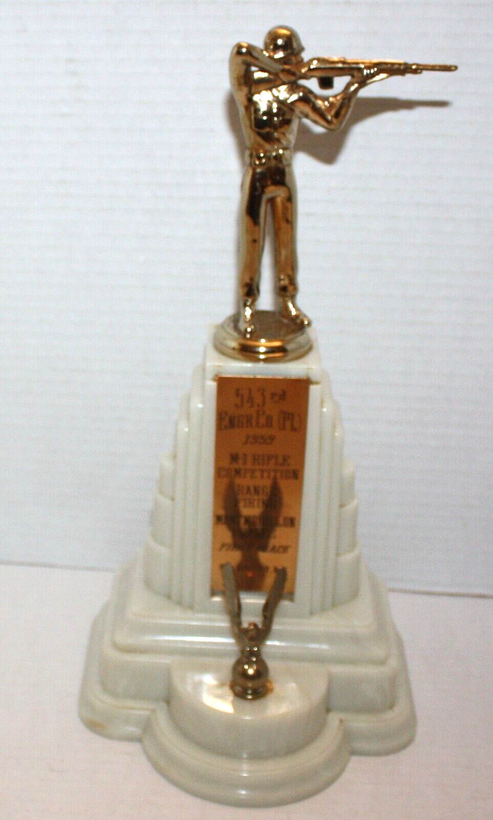 1959 Army 543rd Engineer Co. Rifle Competition 1st Place Trophy MCM Bakelite