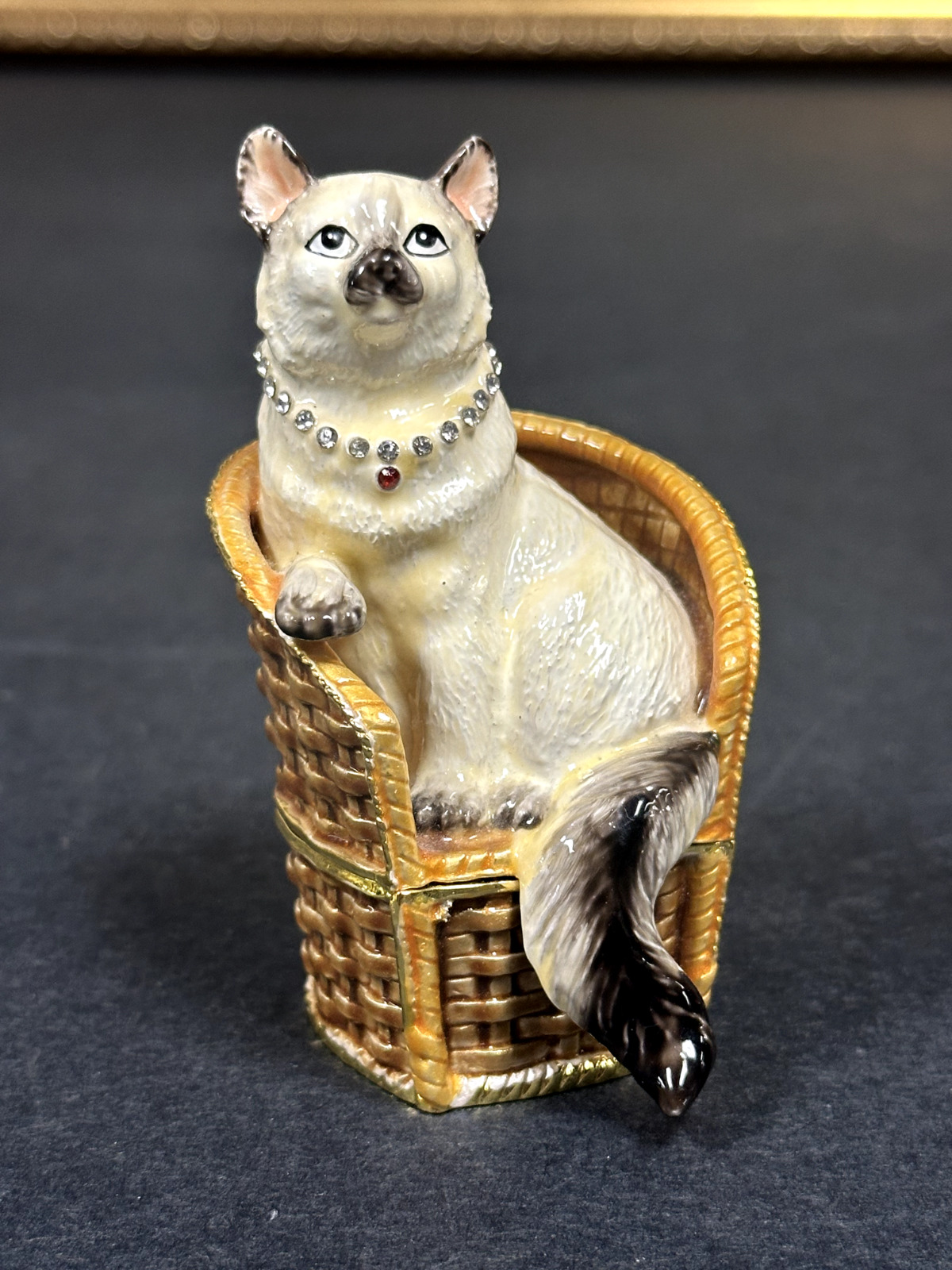 Vintage Dog Enamel Bejeweled Trinket Box.