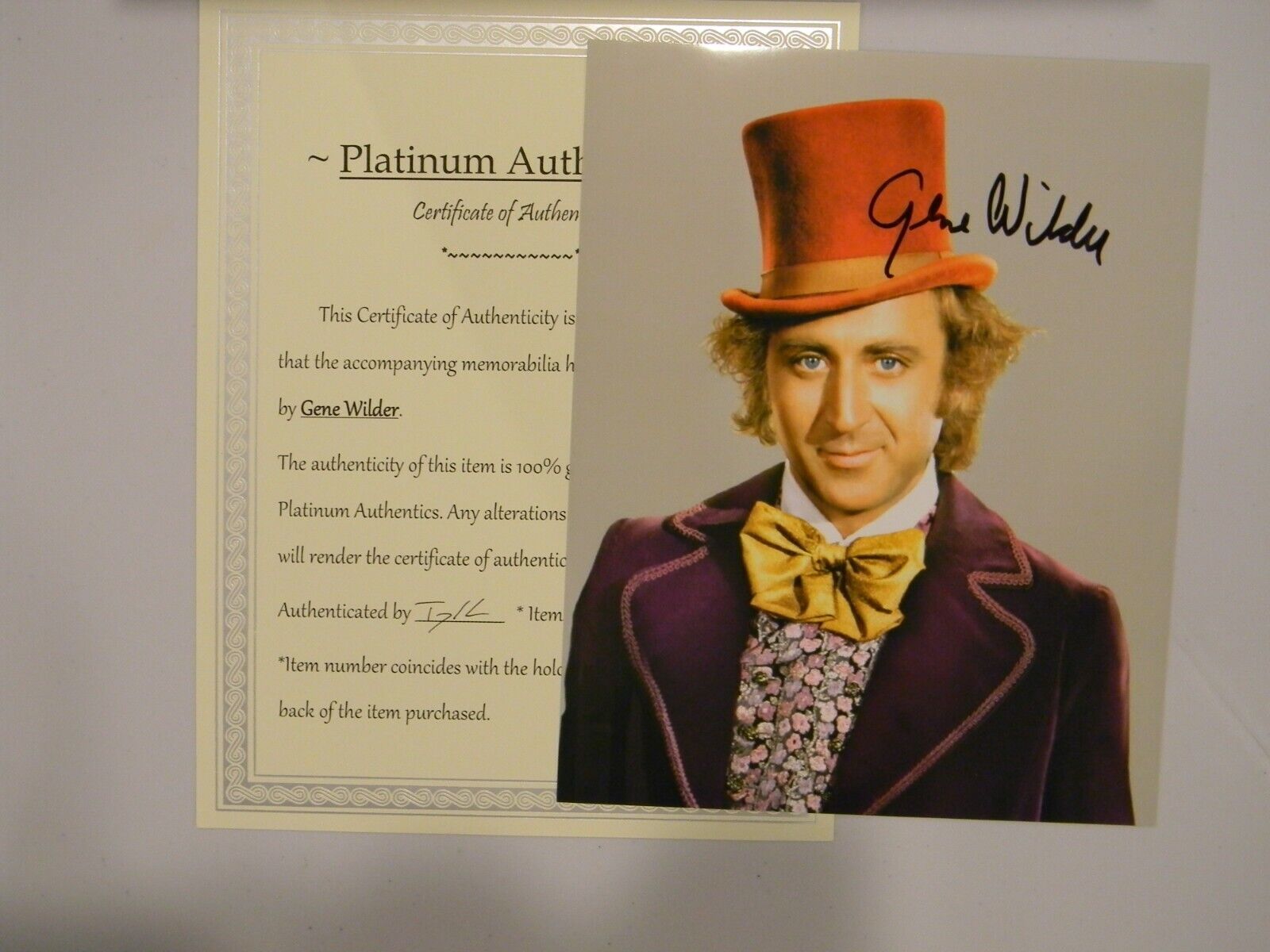 Willy Wonka dressed signed 8x10 Gene Wilder Platinum COA RIP AUTO RARE