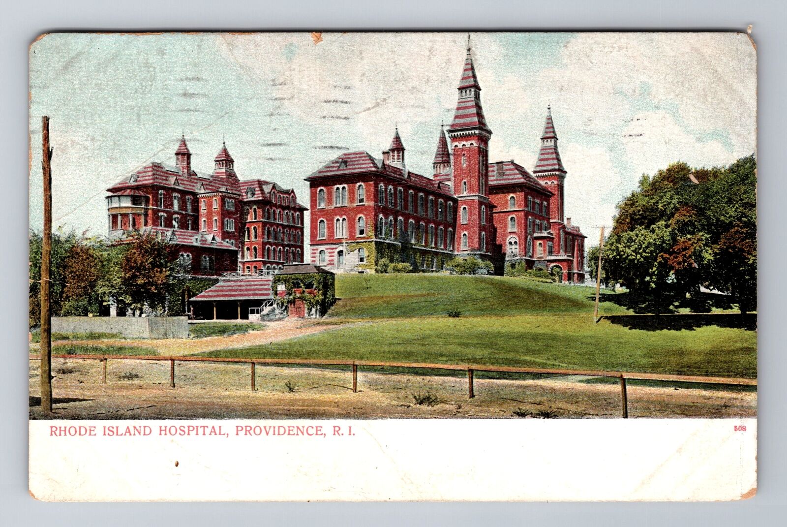 Providence RI-Rhode Island, Rhode Island Hospital, Vintage c1908 Postcard