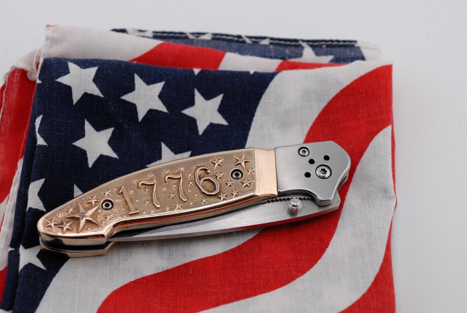 1776 Bronze Folding Knife | Custom Patriotic Pocket Knife | Hand Poured Bronze |