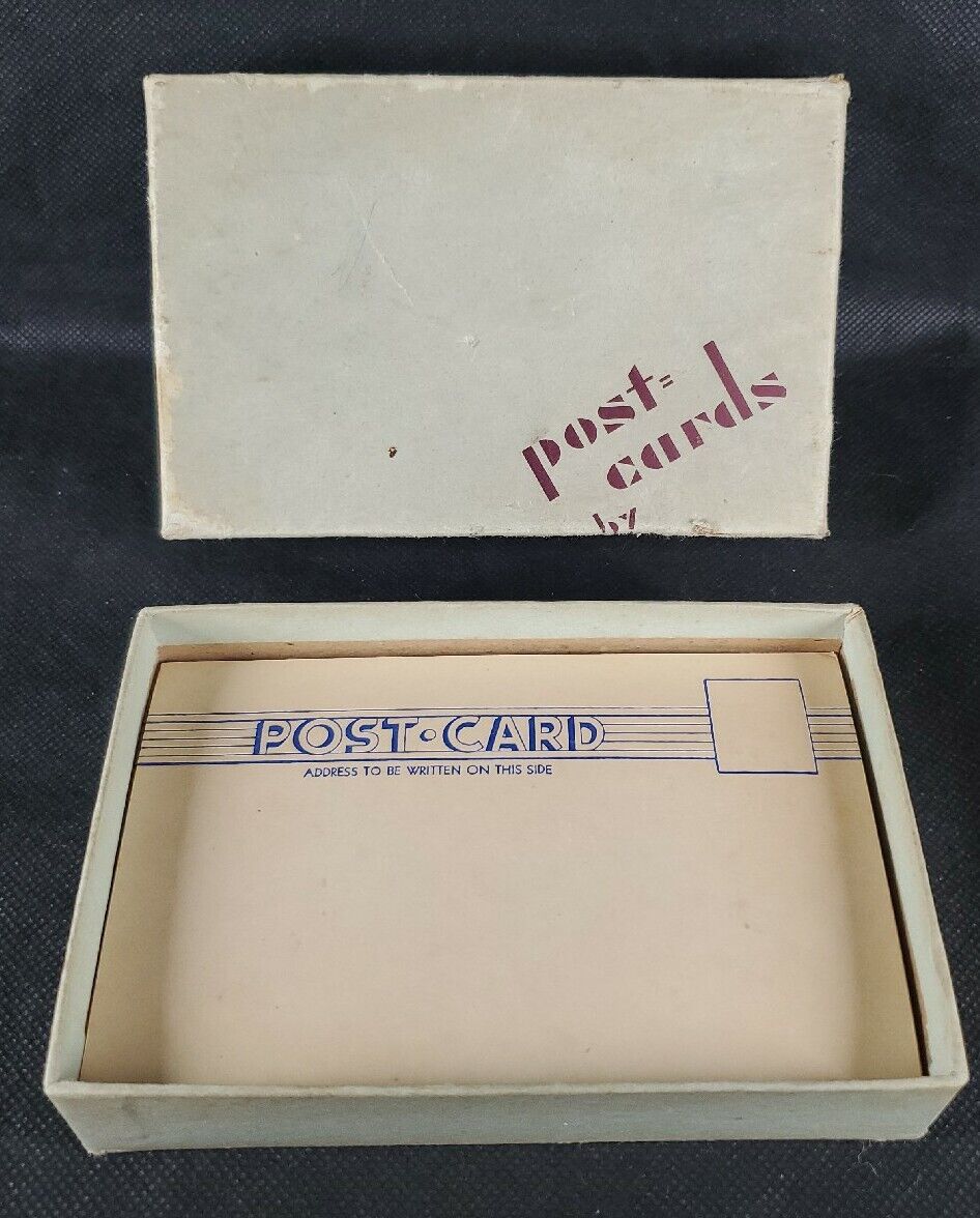 Vintage Post Card Box With Unused Cards 1970's Great Shape Rare Blank Stock