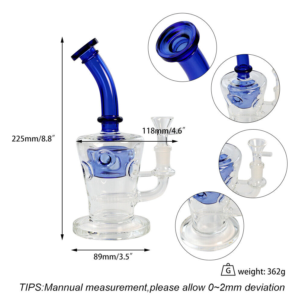 9 inch Heavy Thick Glass Hookah Percolator Party Smoking Water Pipe Bong Bubbler