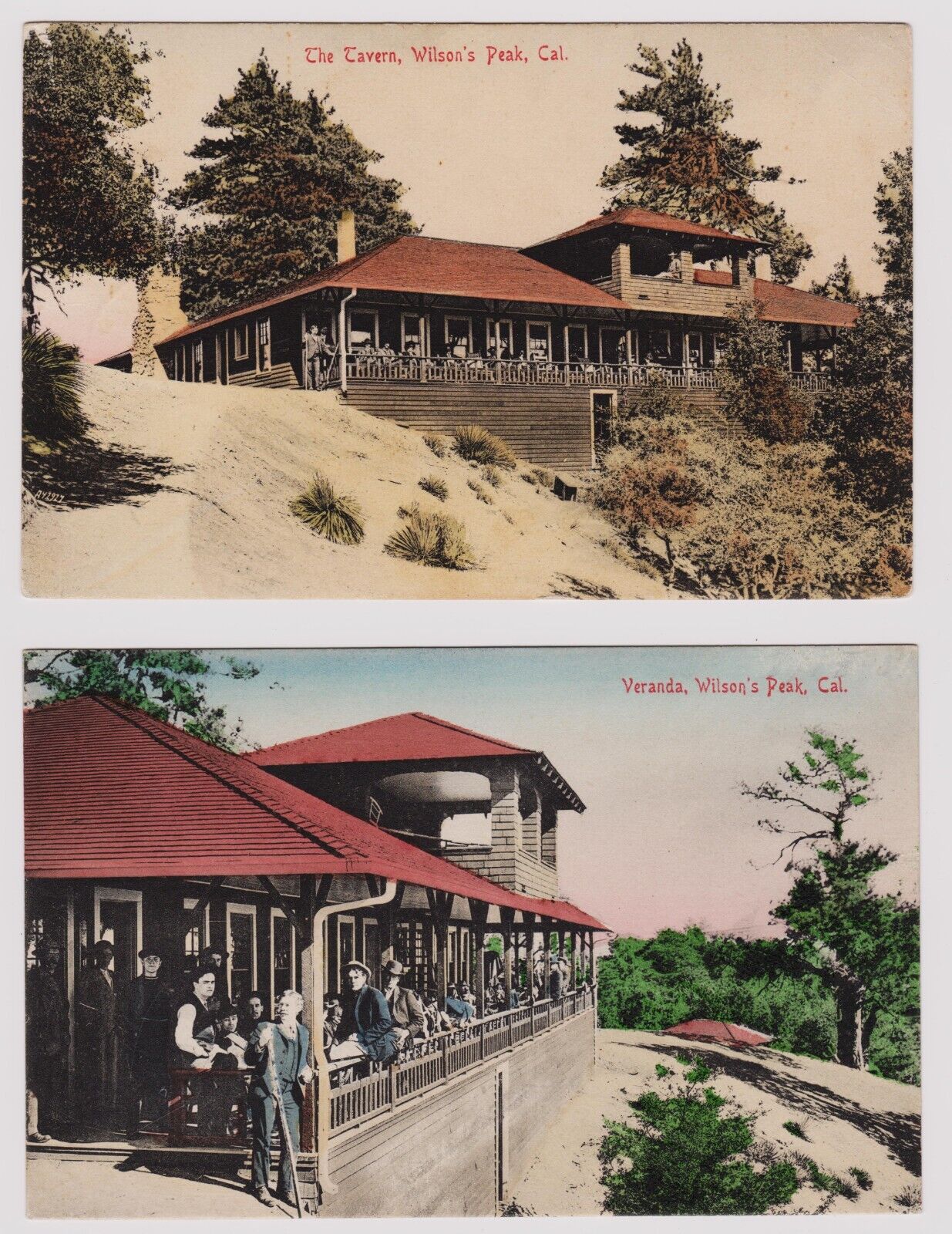 Pair of old Mount Wilson, CA 1907 Tavern postcards