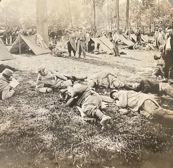 WWI French Artillerymen Camp Tents Rest After Trench Warfare Keystone 18603 SB7