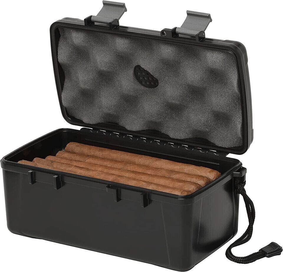 Xikar Travel Cigar Humidor, Holds 15 Cigars, Watertight, Crushproof Black
