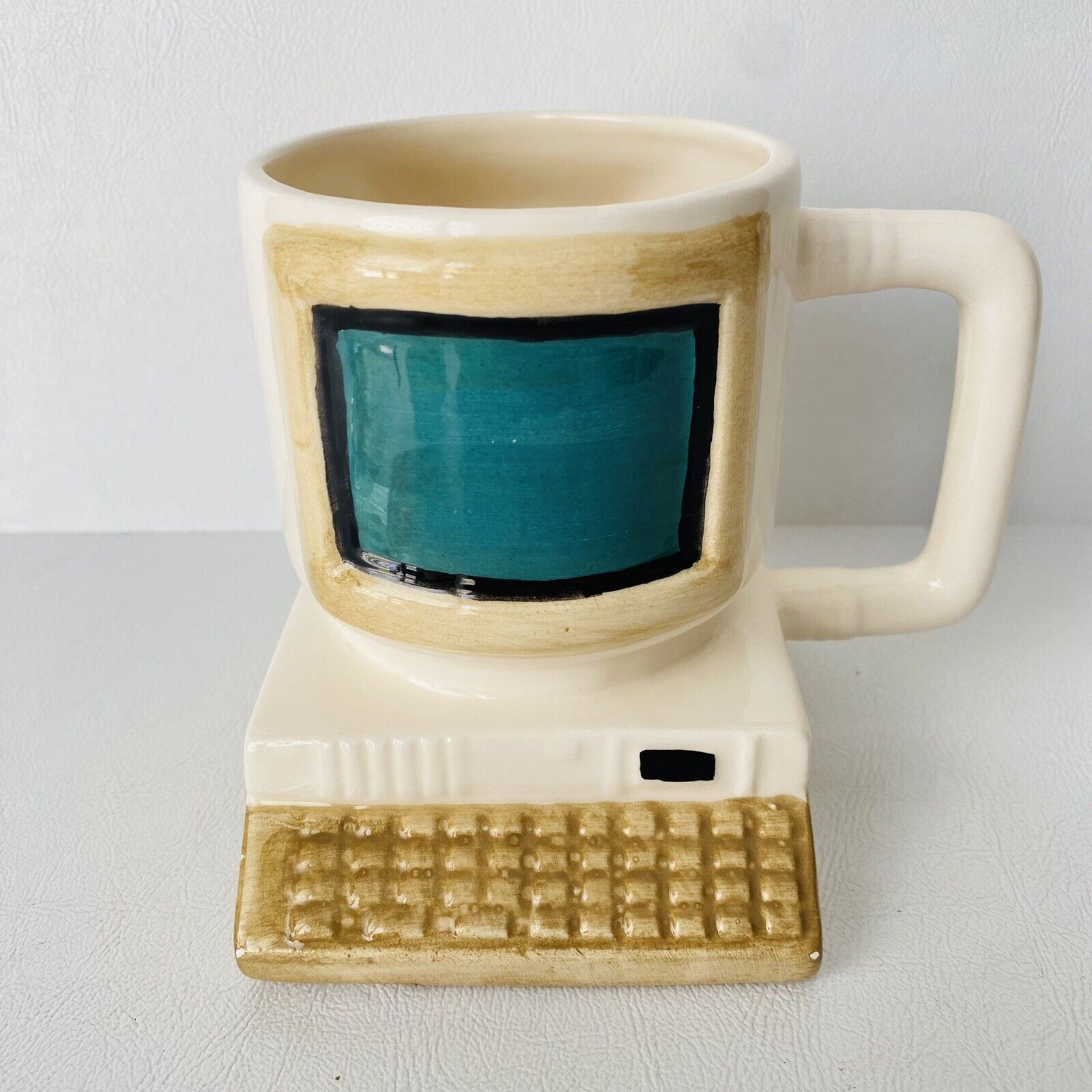 Vintage Desktop Computer Novelty Mug Planter 1992 Fred Hollinger Design IBM DOS