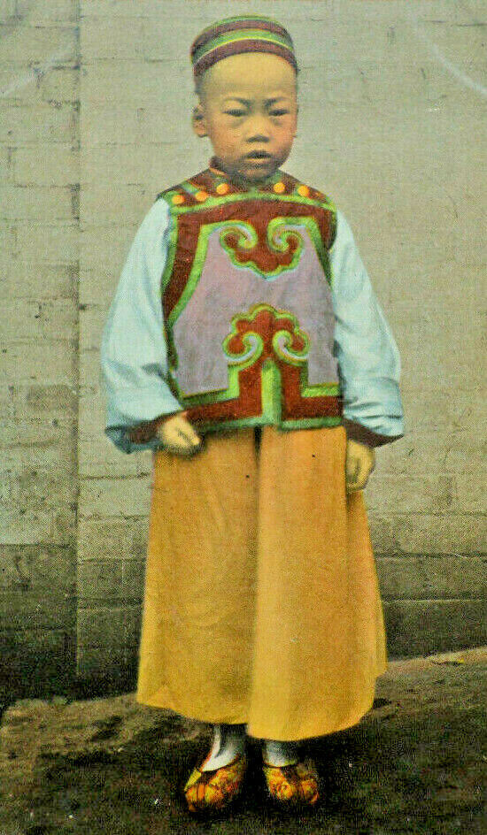 Chinese Boy in oriental Costume Chinatown Ca. Vintage Postcard A3