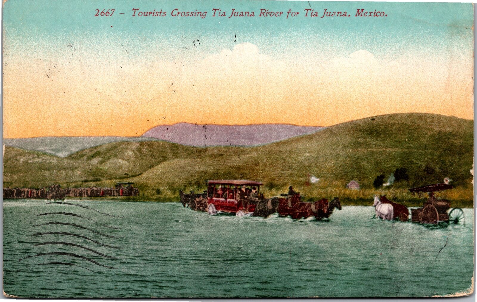 Postcard Mexico Tourists Crossing Tia Juana River for Tia Juana