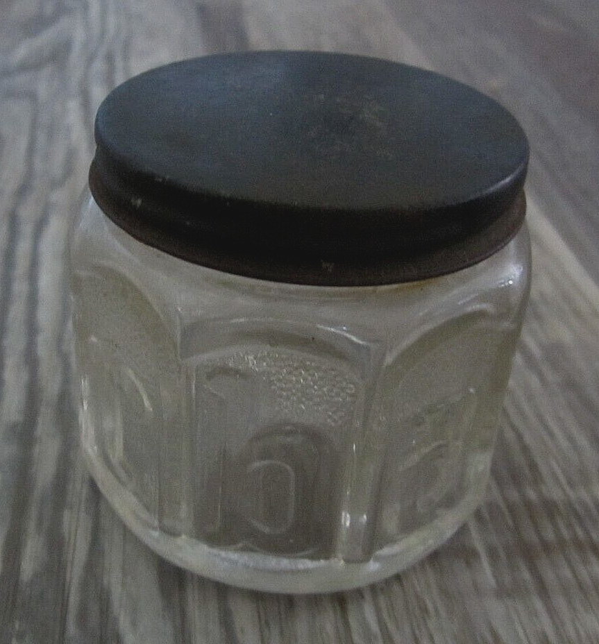 Vintage Barbasol Shaving Soap Jar, Cool Art Deco Design