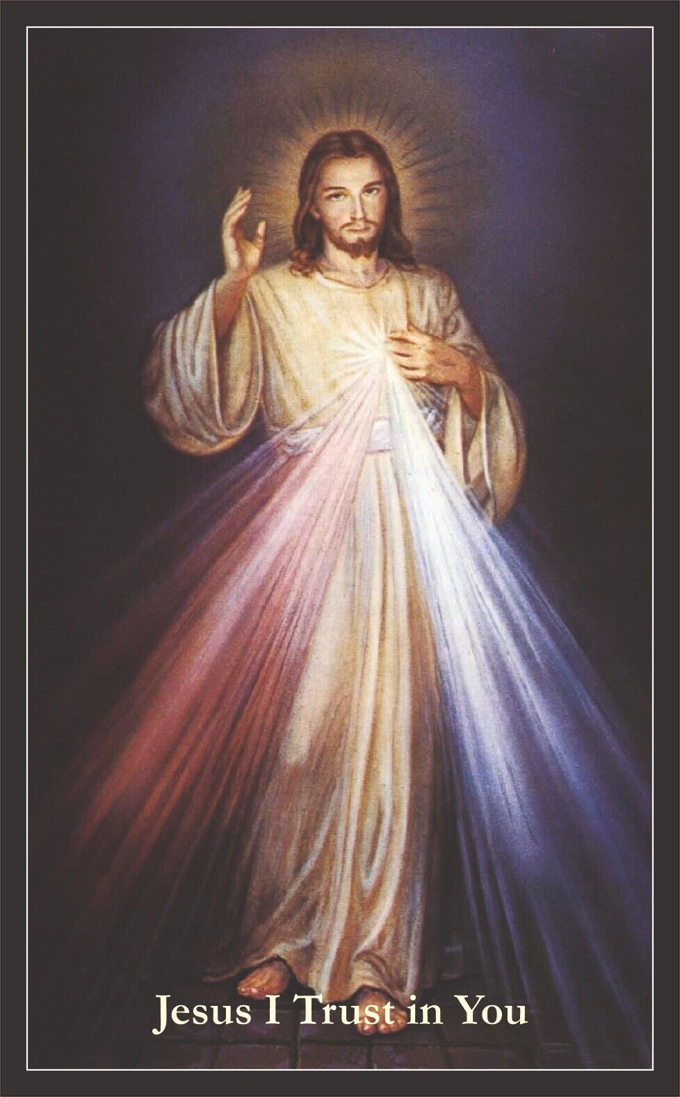Divine Mercy Laminated Prayer Card, Jesus, I Trust in You, 3x5 inches, 3 pack