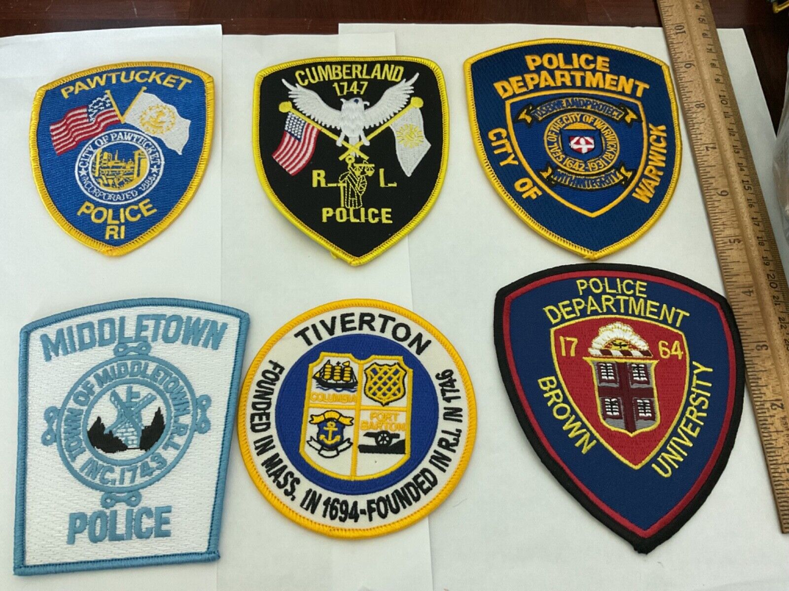 Police  Rhode Island collectable patch set 6 different titles all new full size