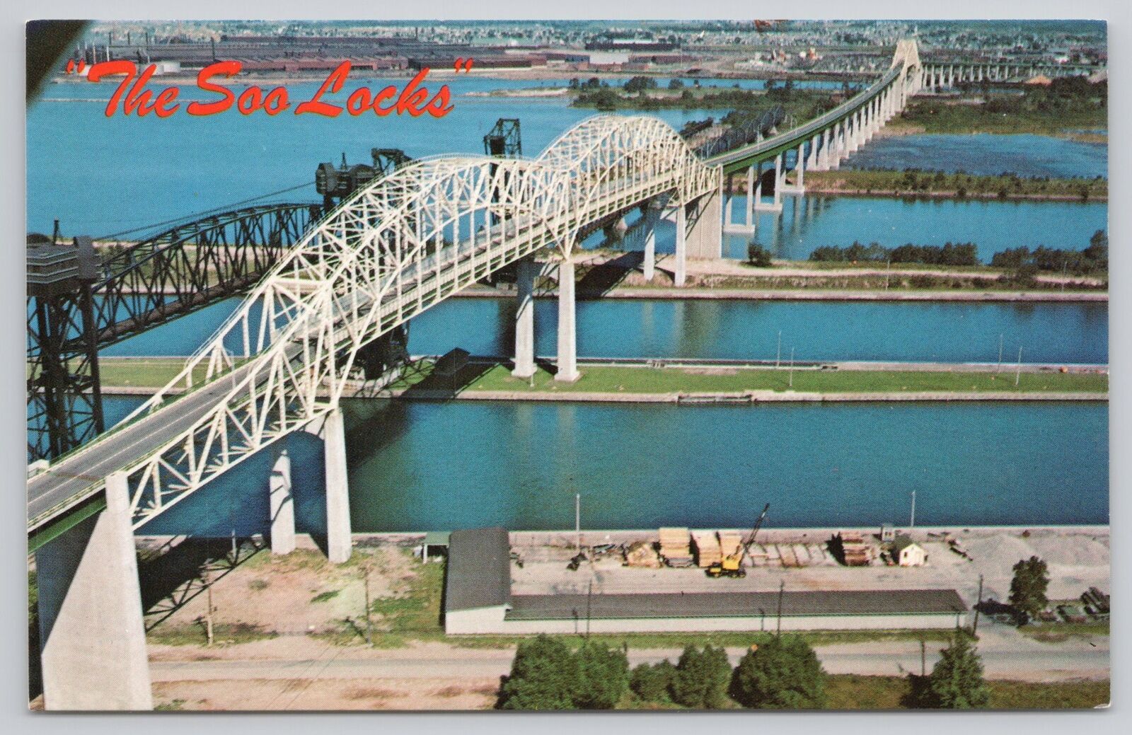 Postcard The Soo Locks Sault Ste. Marie Michigan Upper Peninsula