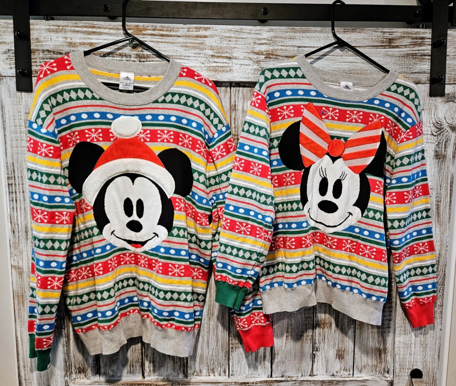 *RARE* Vintage Disney His/Hers Mickey & Minnie Mouse Holiday Sweaters (Size XL)