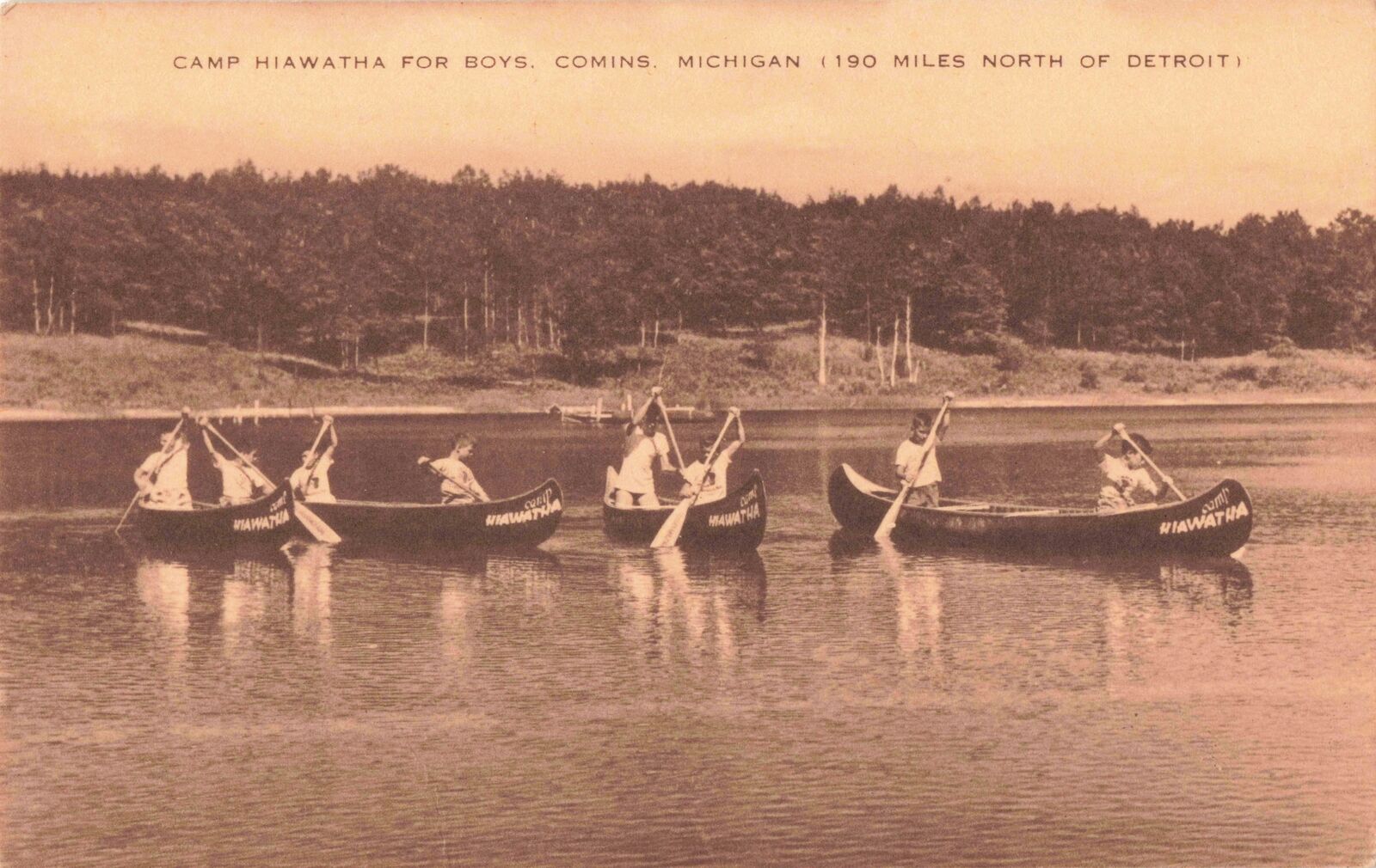 NE Comins Oscoda MI 1930s SUMMER MEMORIES CAMP HIAWATHA ISLAND LAKE for Boys 1
