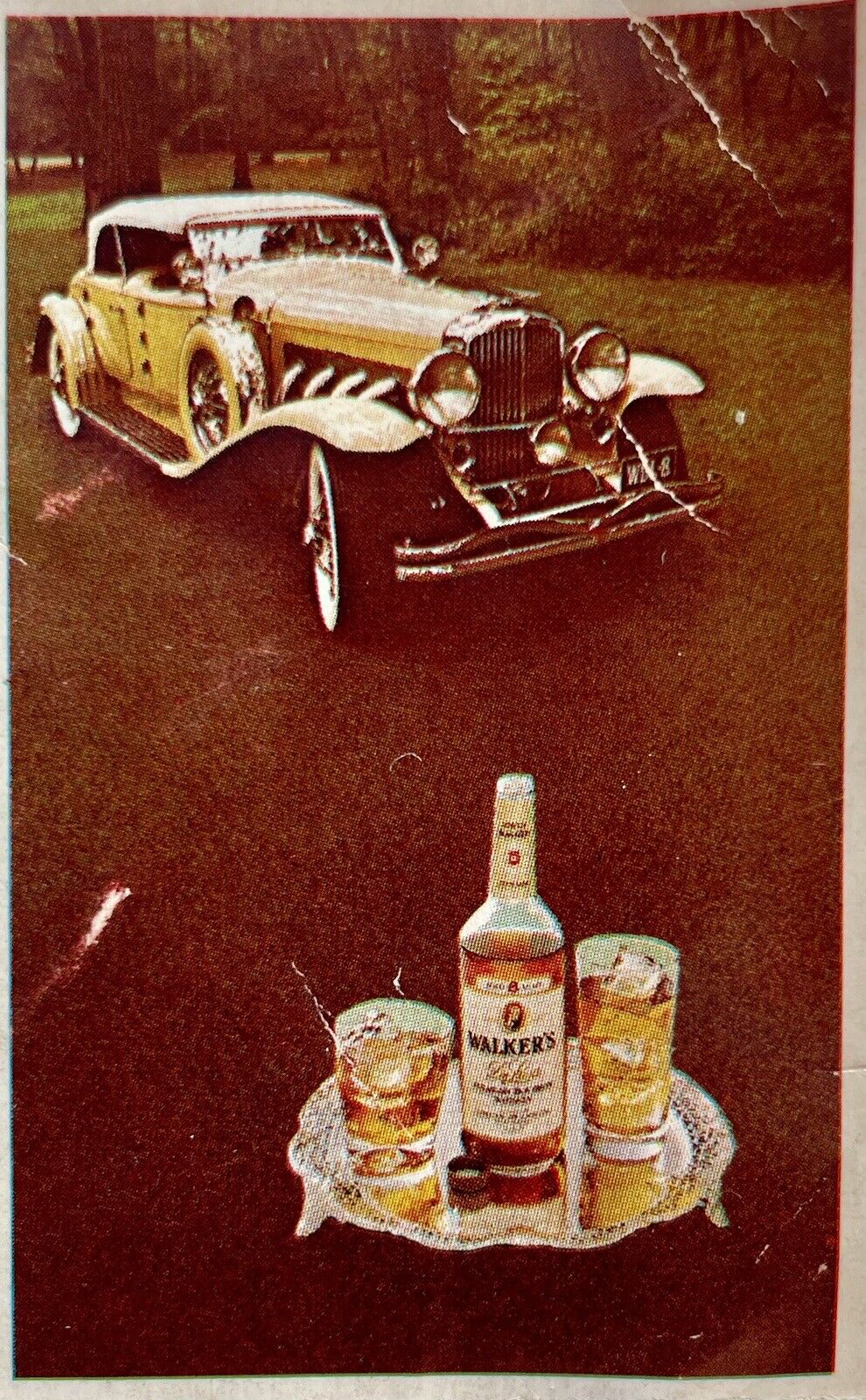 NEW 1972 Walker's Bourbon Whiskey Ad Holiday Promo Puzzle - 1930 Torpedo Phaeton