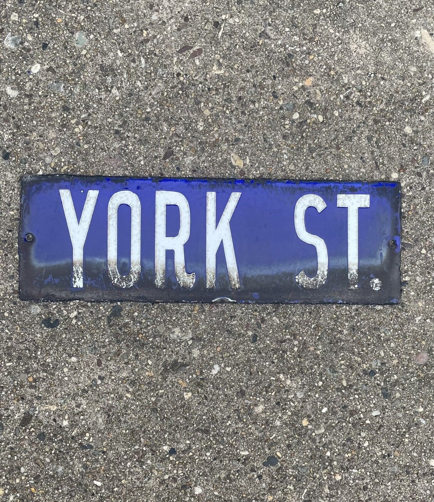 Antique 1920s Porcelain Street Sign Cobalt Blue Philadelphia YORK ST Sign