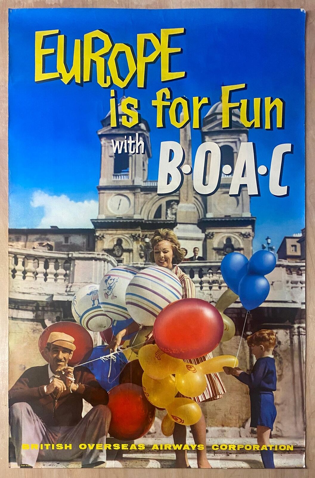 1961 Europe If For Fun With BOAC Poster British Overseas Airways Corp Vintage