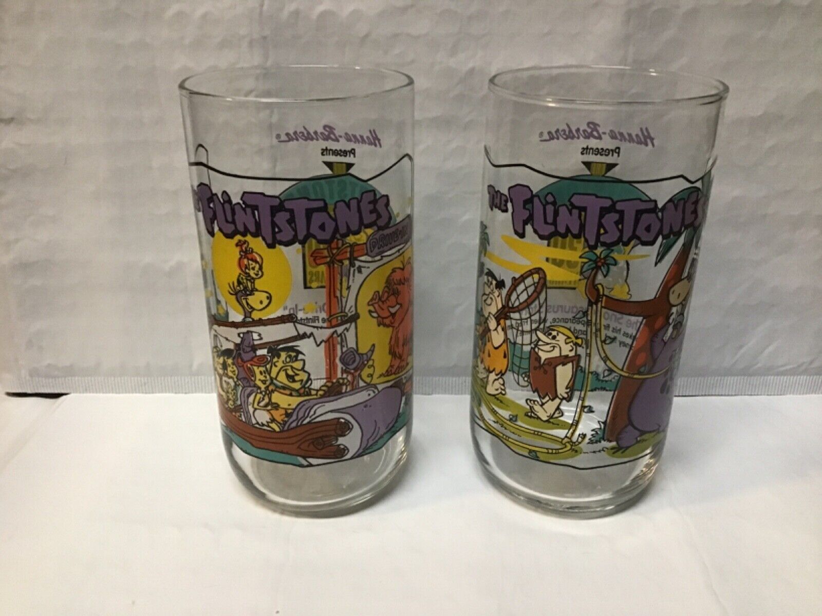Vintage 1991 The Flinstones Hardee\'s Collector Series Glasses The First 30 Years