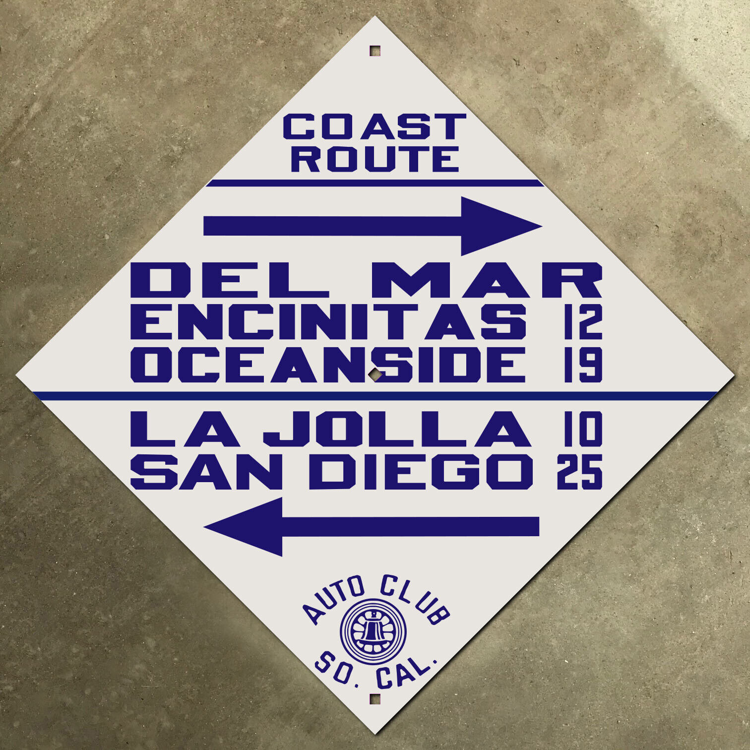 Del Mar La Jolla San Diego California ACSC highway road sign auto club AAA US101