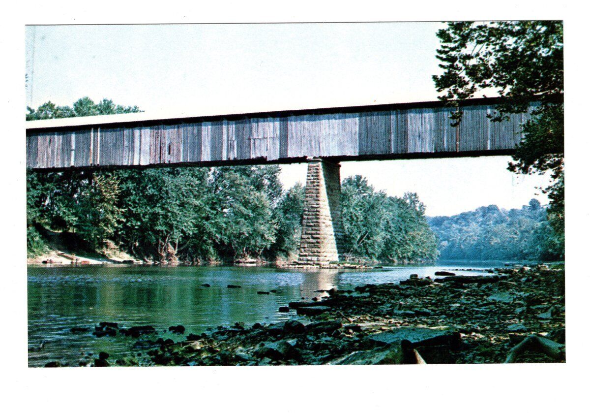 Vintage Lawrence County Indiana Williams Covered Bridge Unposted Postcard #554