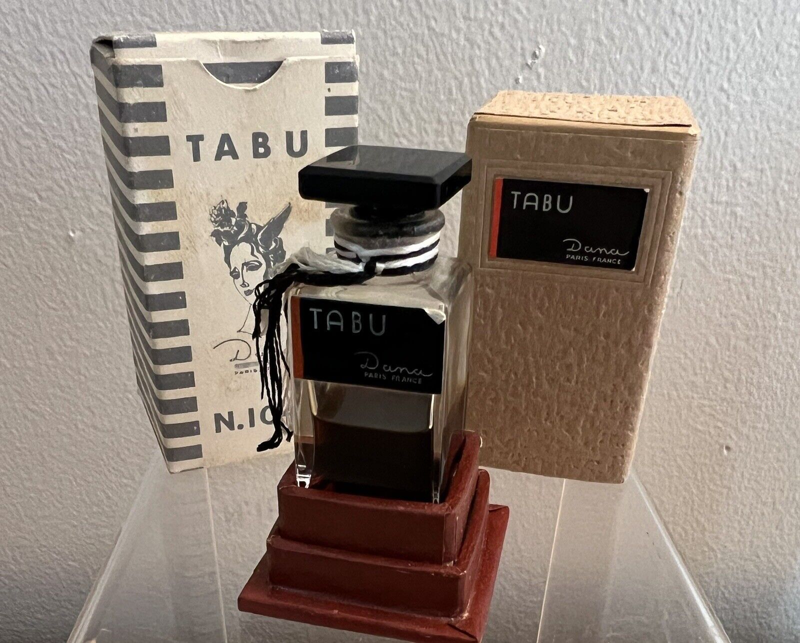 Vintage 1930's Tabu by Dana No. 104N Perfume Bottle w/ Outer & Inner Box Paris