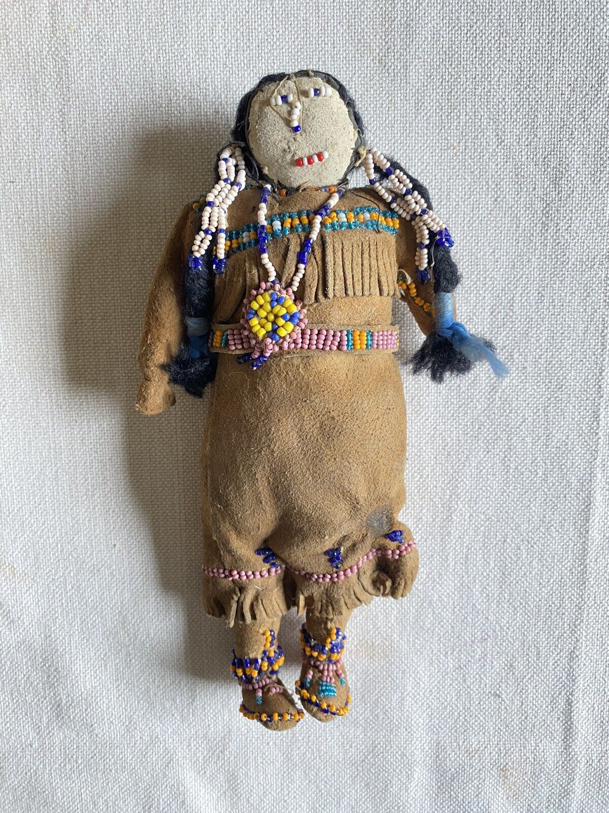 Antique Handmade Northern Plains Tribe Native American Indian Tanned Deer Doll