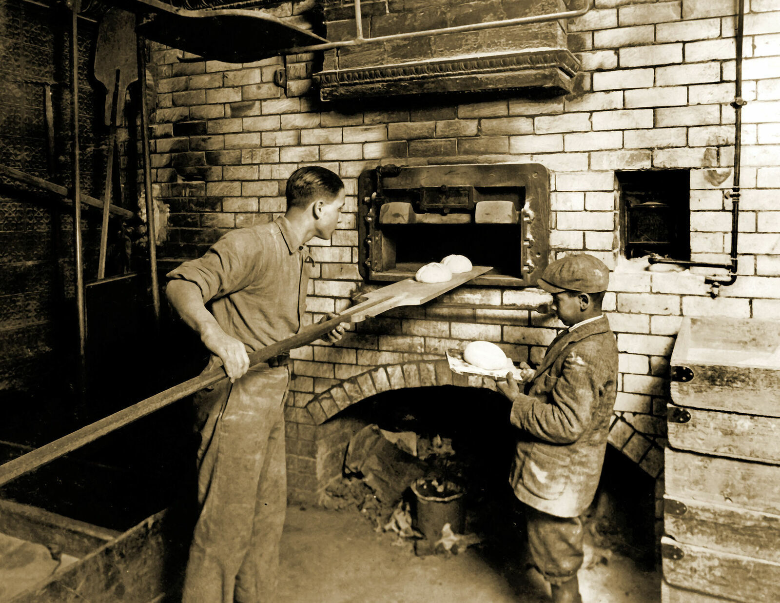 1917 Young Boys Baking Bread Cambridge MA Old Cooking Photo 8.5\