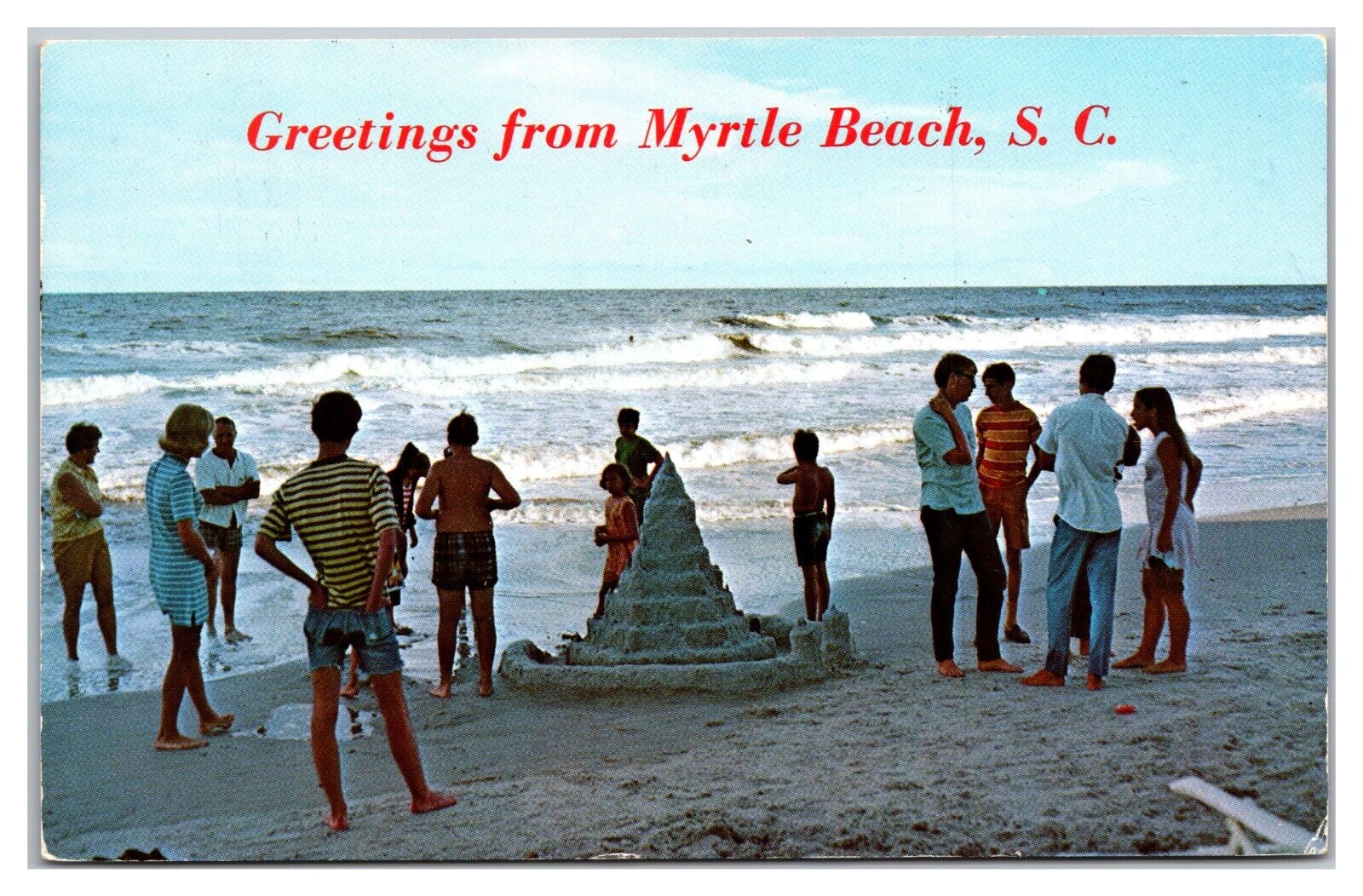 Greetings From Myrtle Beach, South Carolina, Sand Castle Postcard