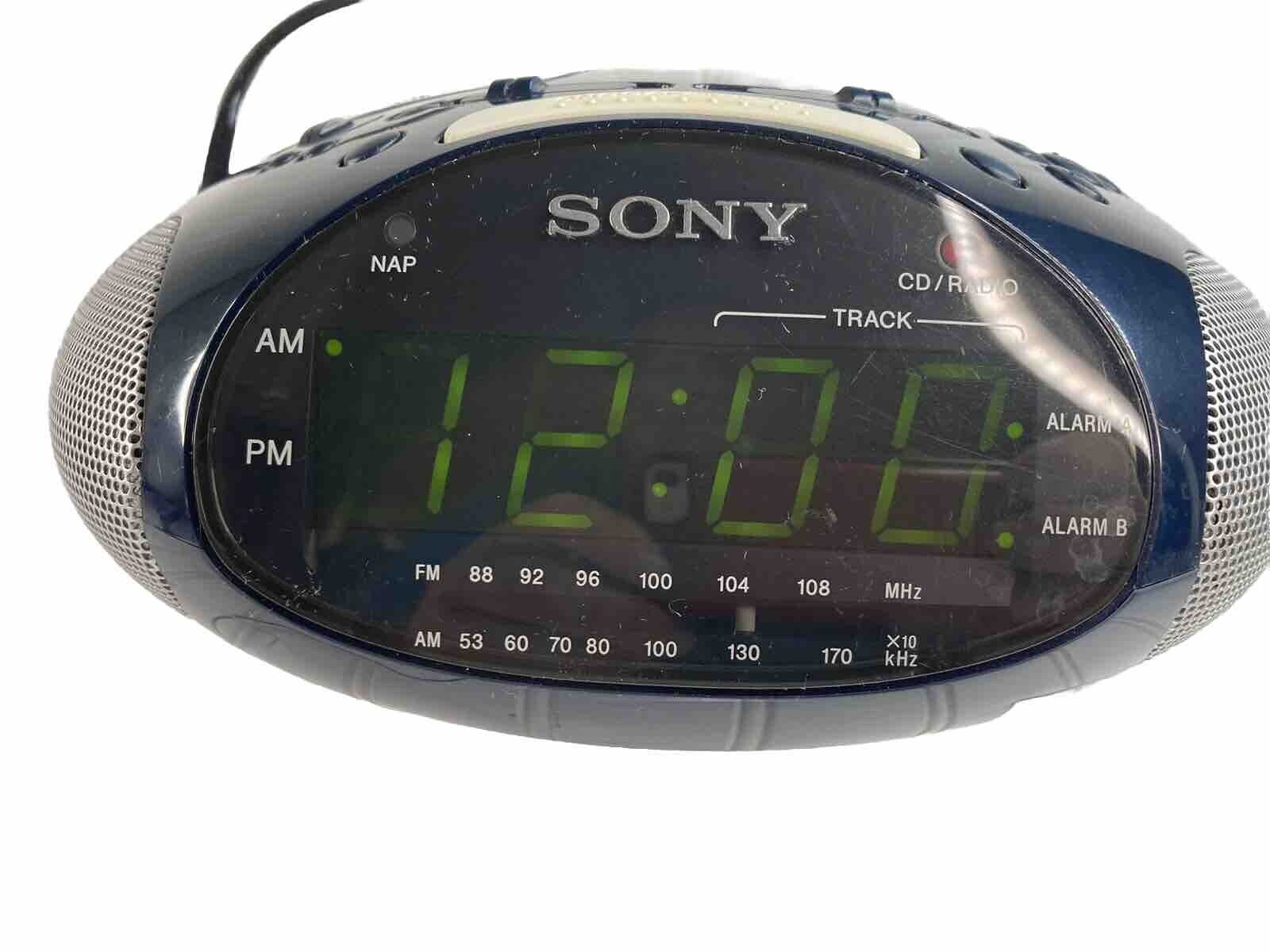 Sony ICF-CD831 CD Player Alarm Clock-AM/FM-Blue-Corded-Tested All Works