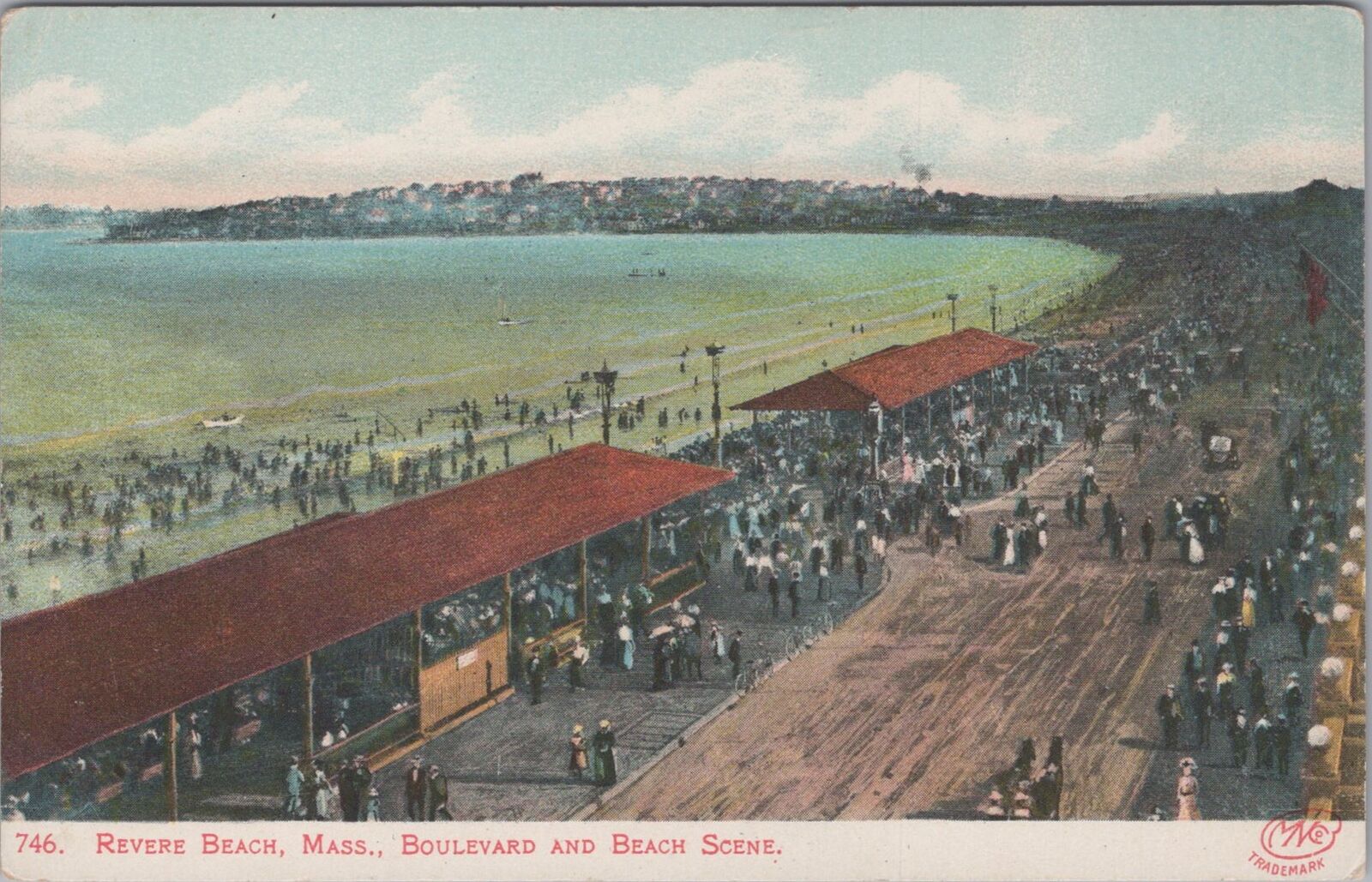 Revere Beach Boulevard and Beach Scene Postcard