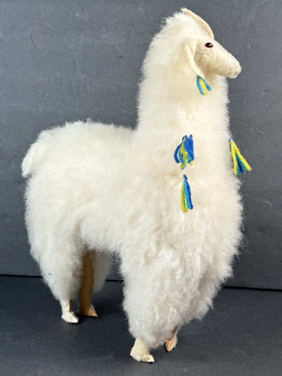 Alpaca Or Llama Figurine Made With Leather And Real Fur 