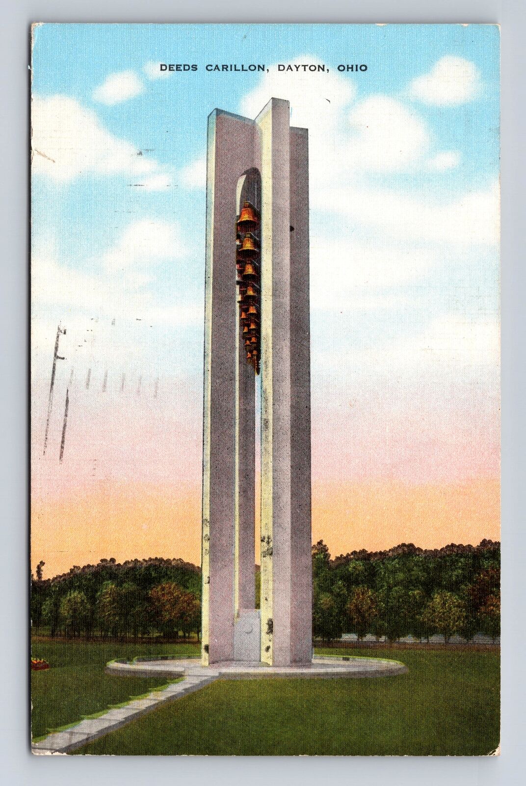 Dayton OH- Ohio, Deeds Carillon, Antique, Vintage c1946 Souvenir Postcard