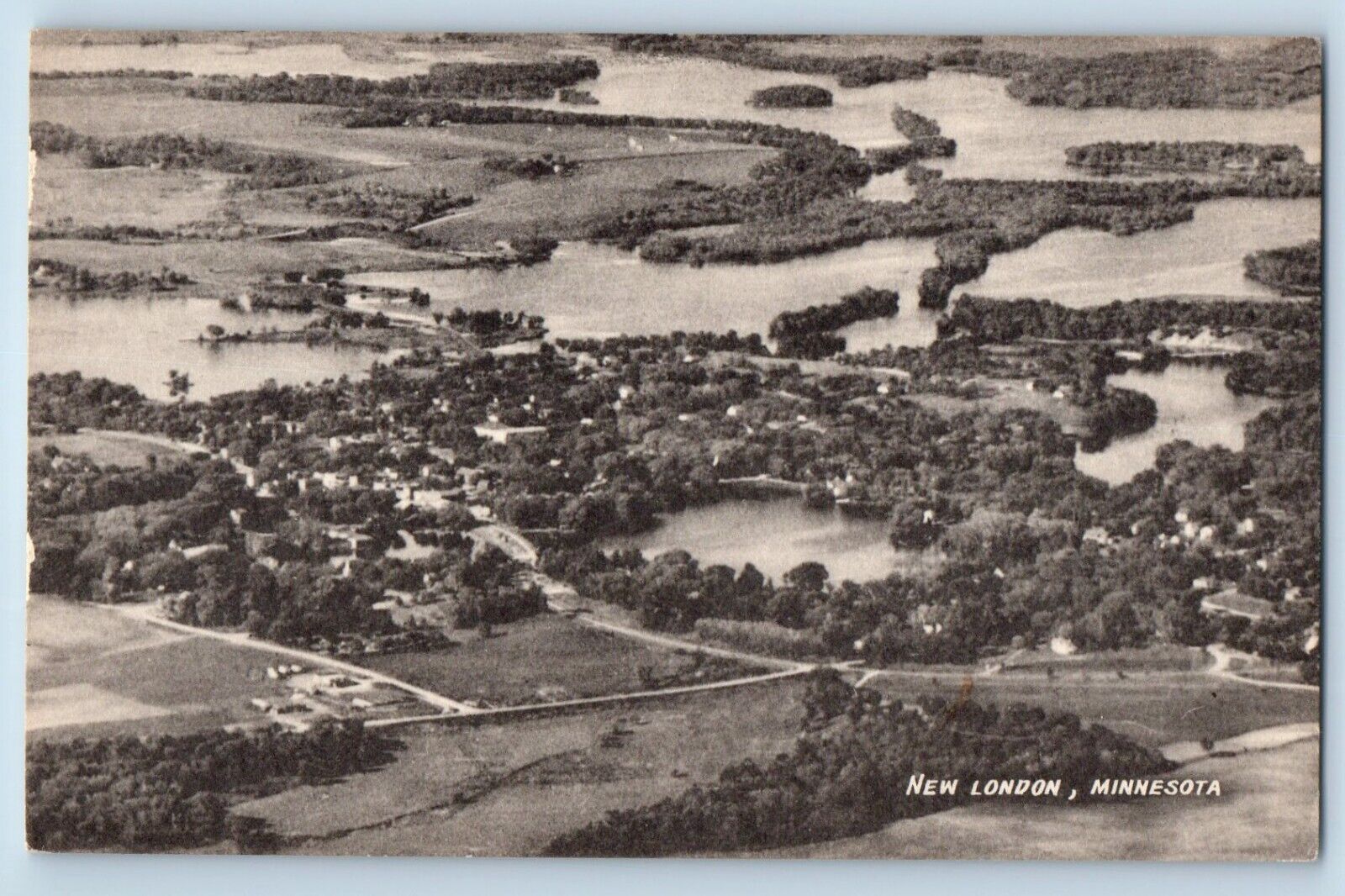 New London Minnesota MN Postcard  Aerial View Trees Houses Scene Vintage